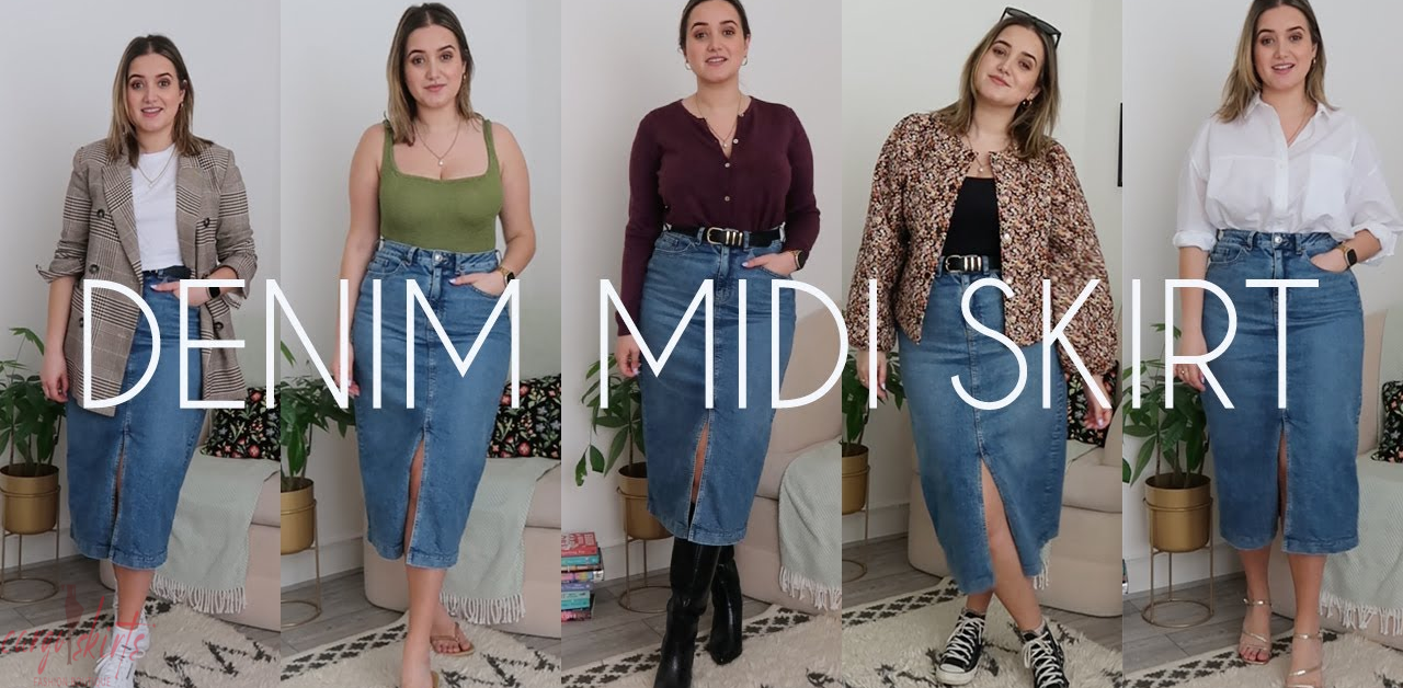 denim midi skirt