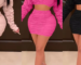 pink two piece skirt set