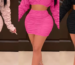 pink two piece skirt set