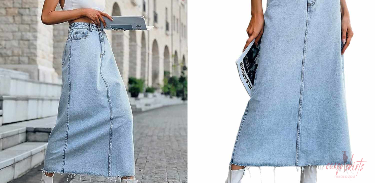 denim maxi skirt