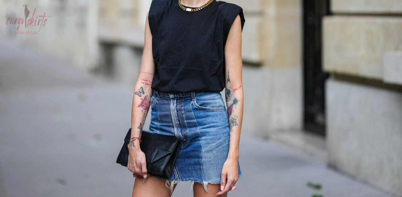 denim mini skirt